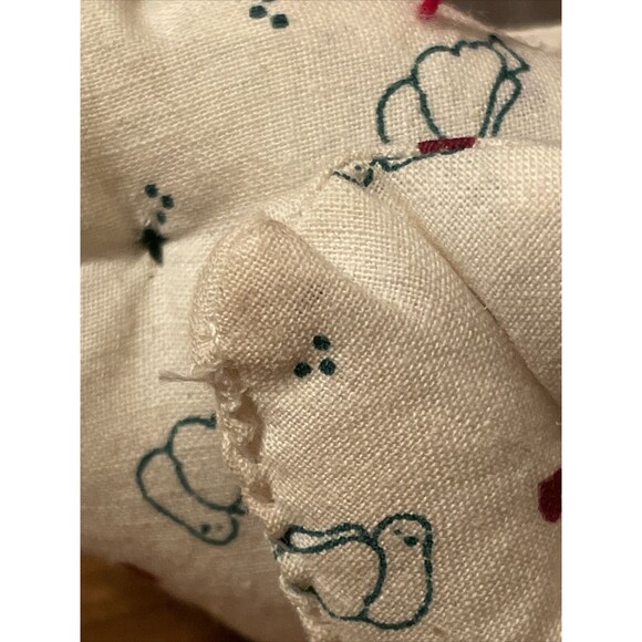 Vintage Handmade Christmas Tree Ornament Bird Dove Plush 1980s White Red - Picture 2 of 9